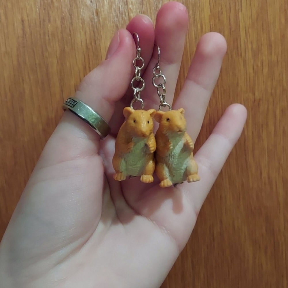 Handmade hamster earrings